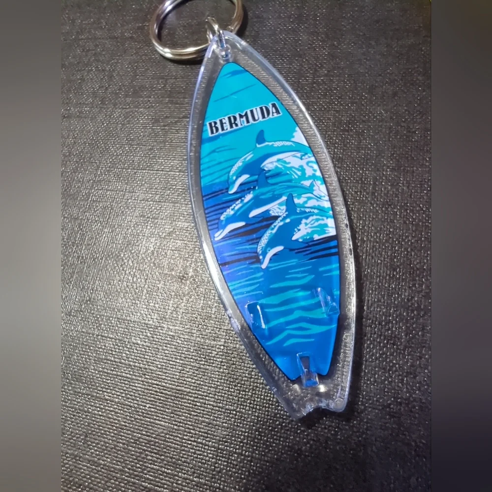 Bermuda Dolphins Surfboard Keychain/Key Ring NWOT